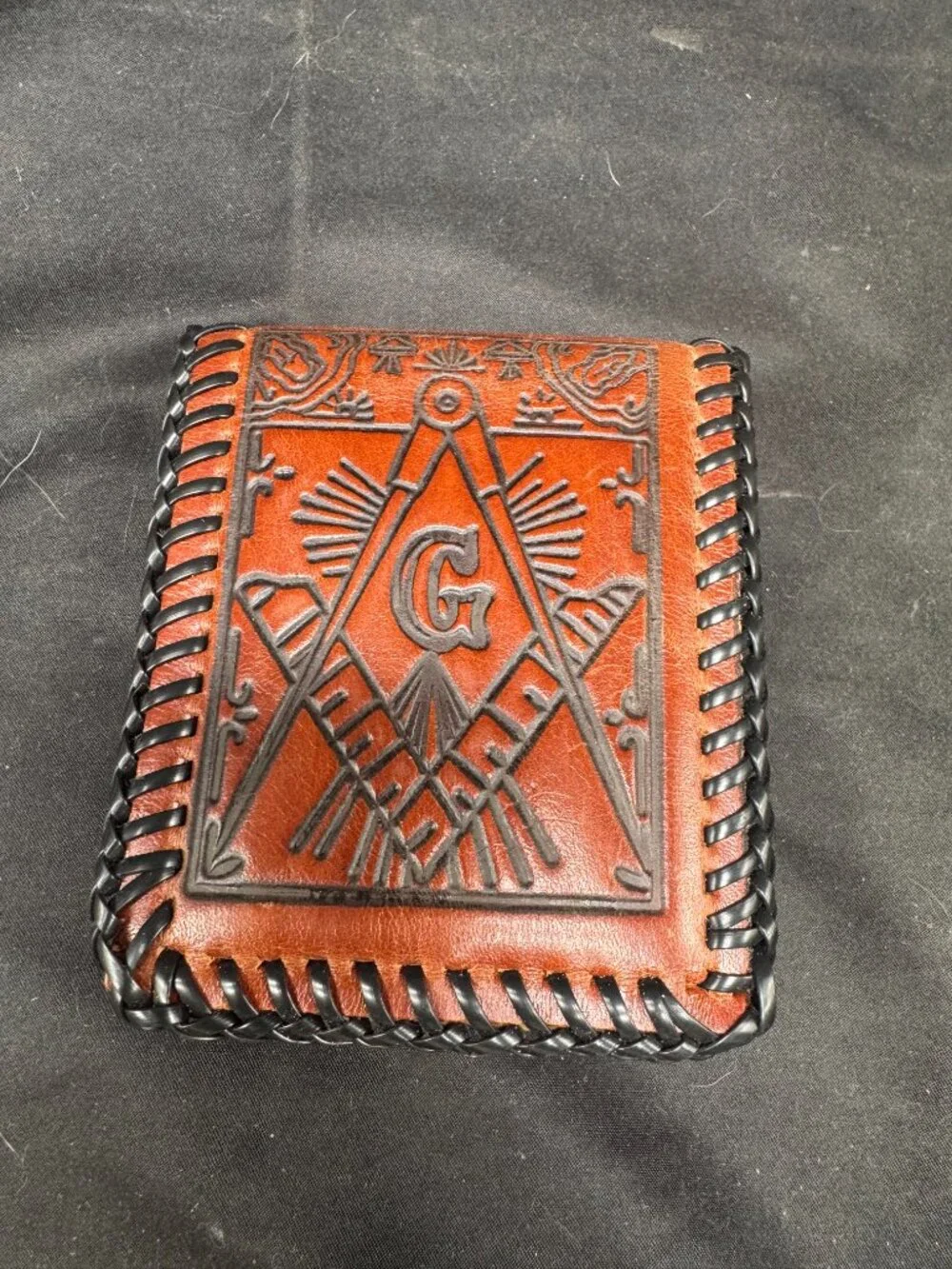 Vintage Shriners Masonic Free Mason Hand Tooled Leather Bifold Wallet